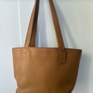 Vintage 90s Coach Tan Leather Tote Bag